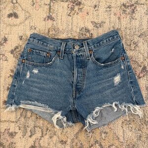 Levi's Blue Distressed Jean Shorts
